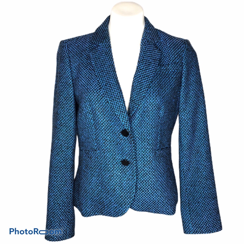 Calvin Klein Blue Tweed Two Button Blazer